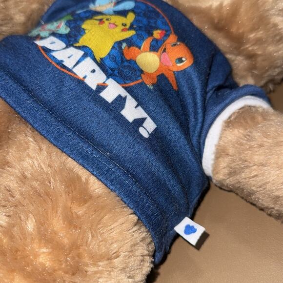 Build-A-Bear Workshop 15” bear stuffed plush with blue Pokémon party shirt - Picture 8 of 10
